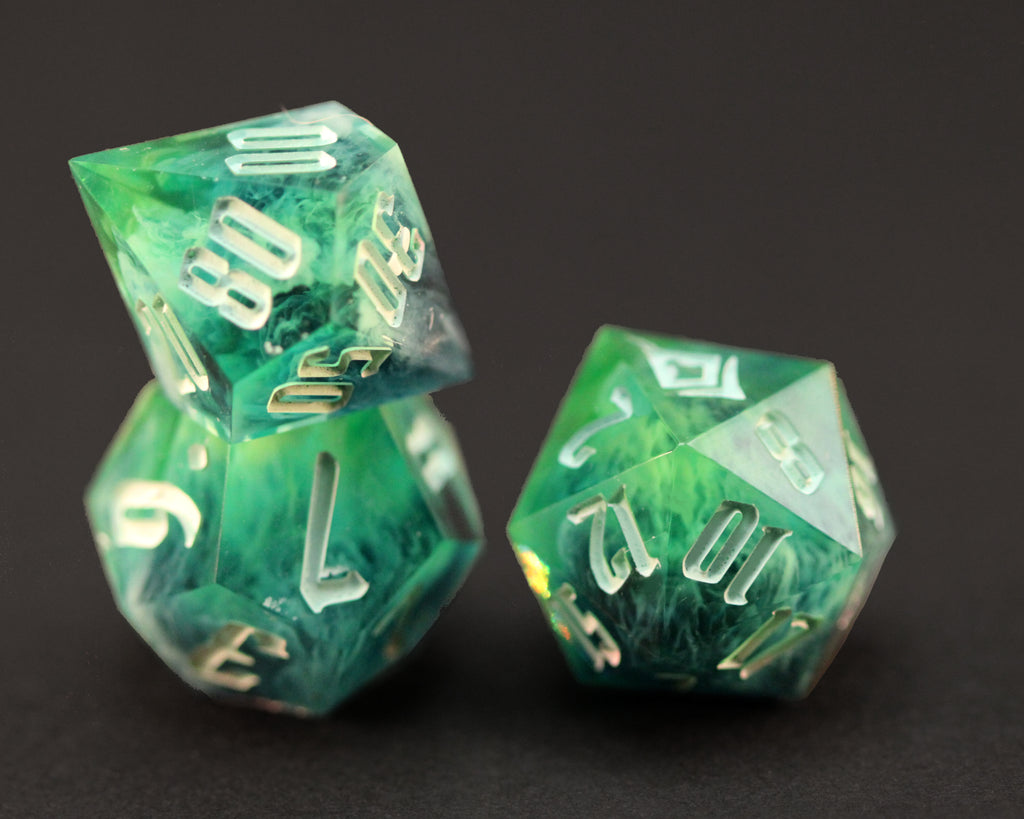 Azure depths - Handmade Polyhedral Dice Set