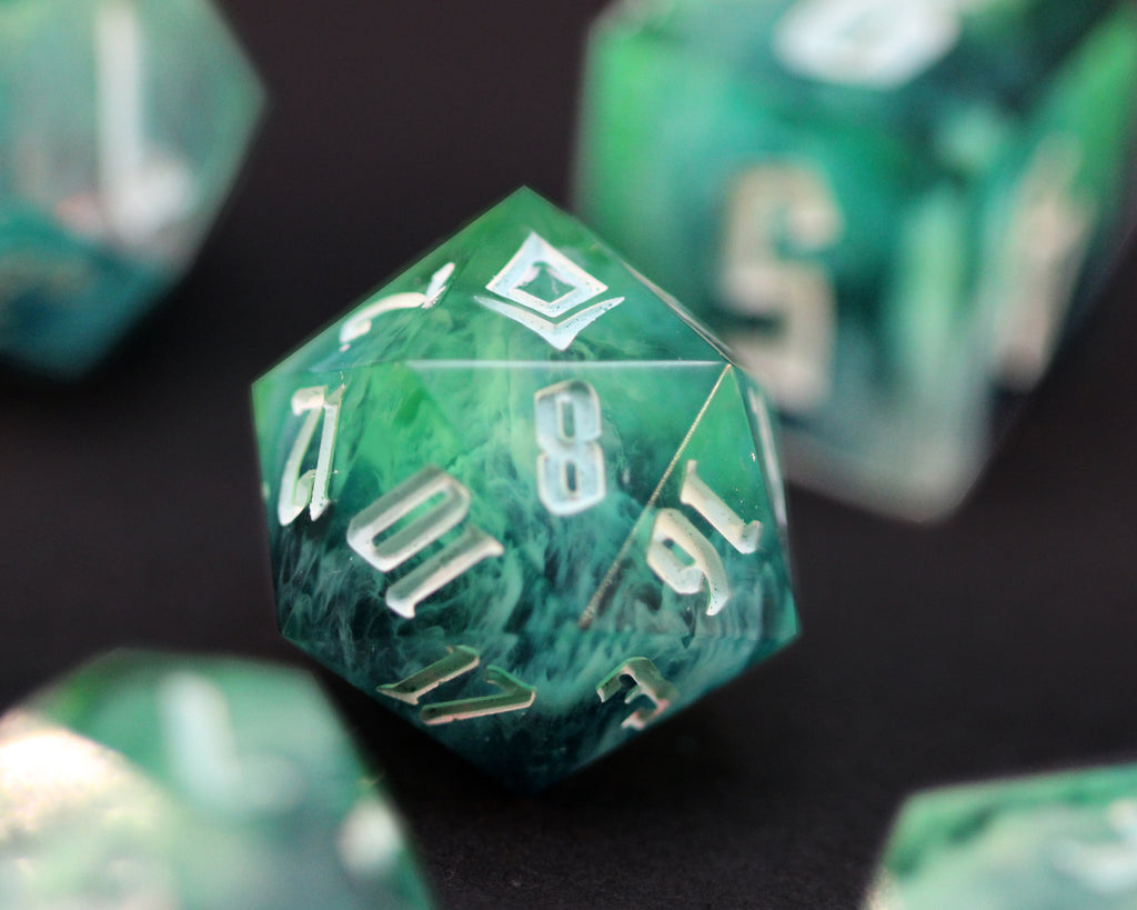 Azure depths - Handmade Polyhedral Dice Set