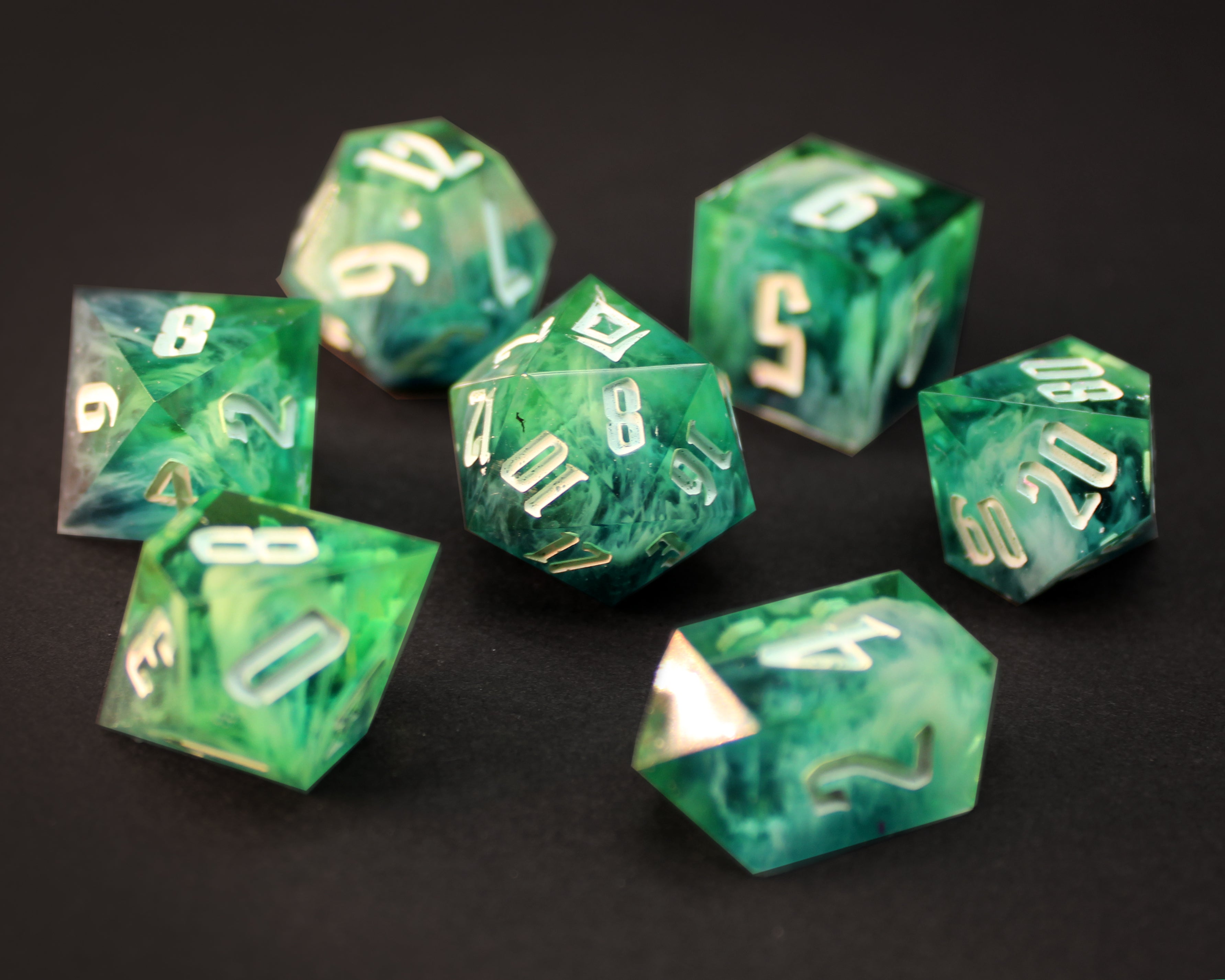 Azure depths - Handmade Polyhedral Dice Set