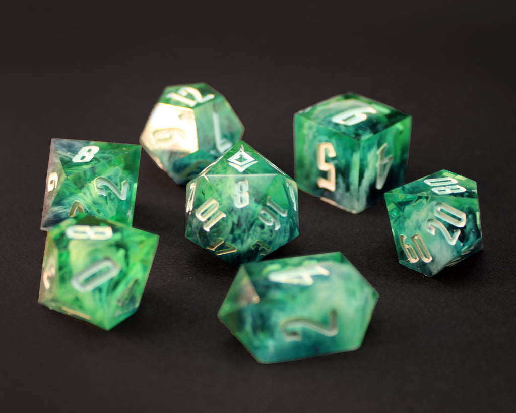Azure depths - Handmade Polyhedral Dice Set