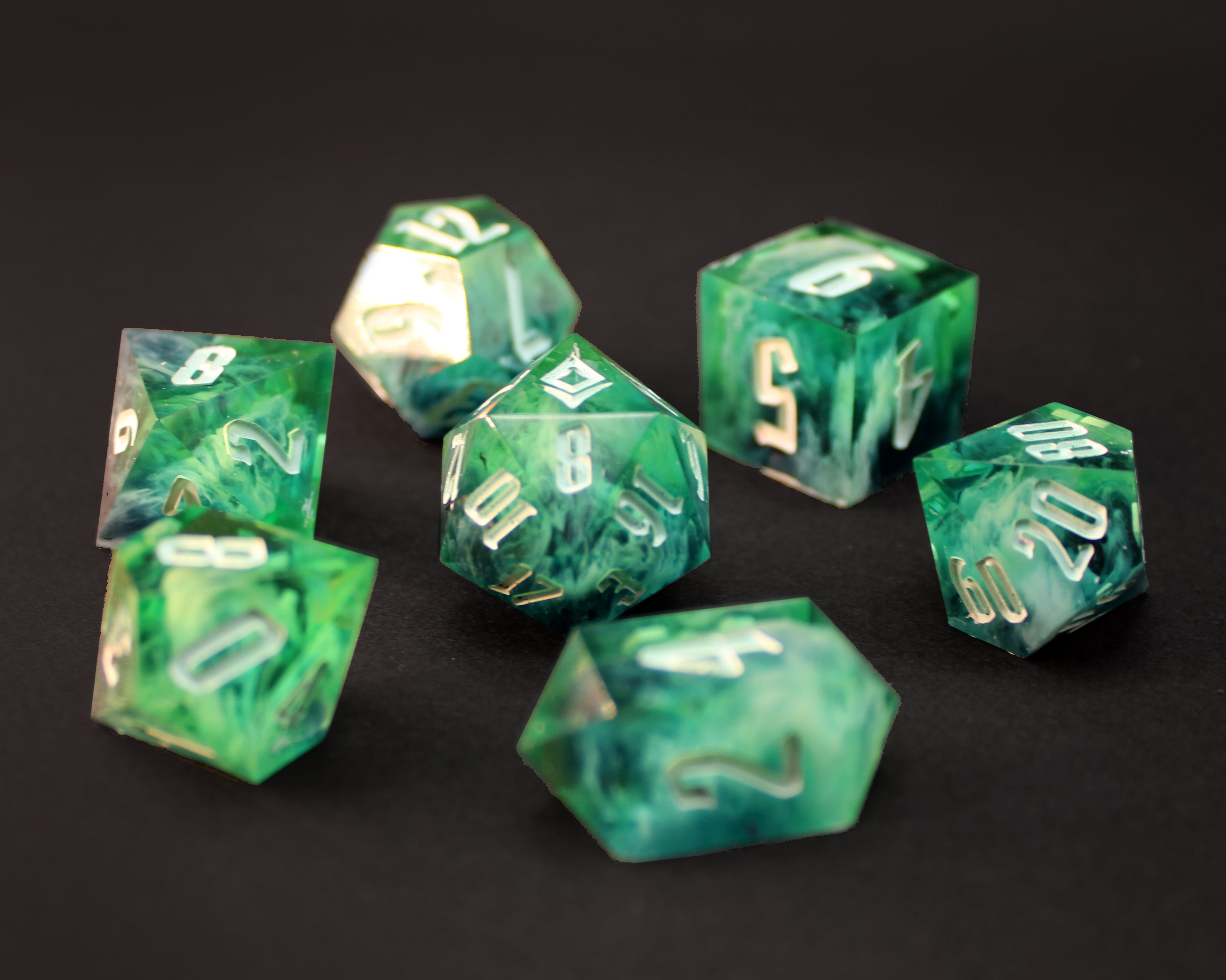 Azure depths - Handmade Polyhedral Dice Set