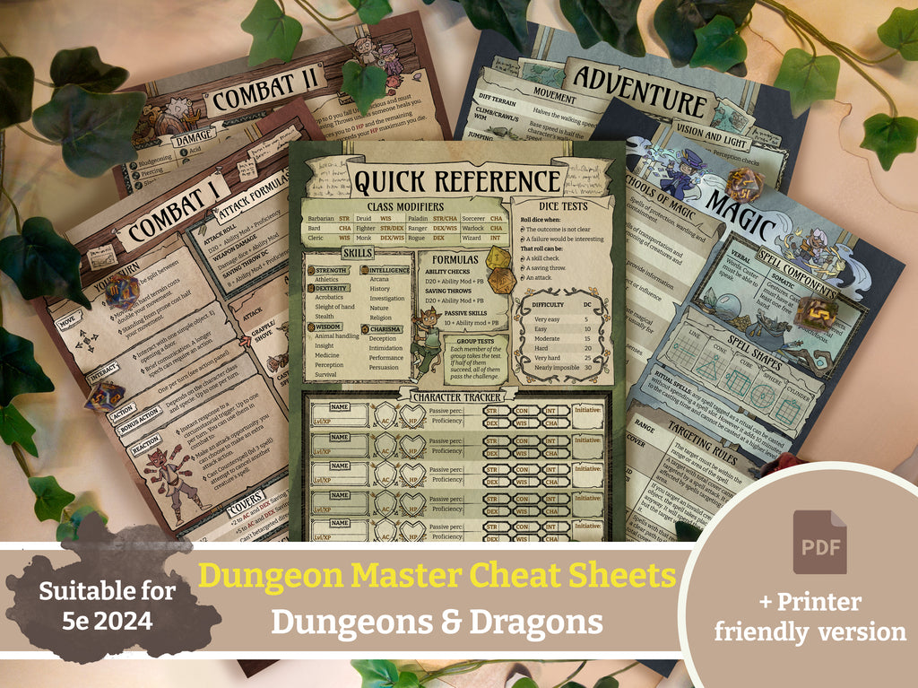 D&D DM Cheat Sheets 5e 2024