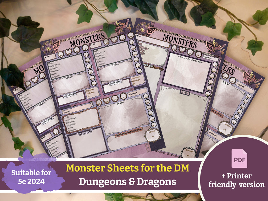Hojas de monstruos rellenables para D&D 5e 2024