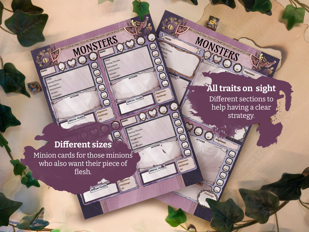 Hojas de monstruos rellenables para D&D 5e 2024