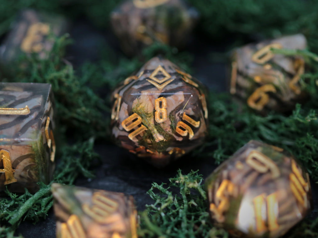 Secrets of the oak three - Handmade Polyhedral Dice Set