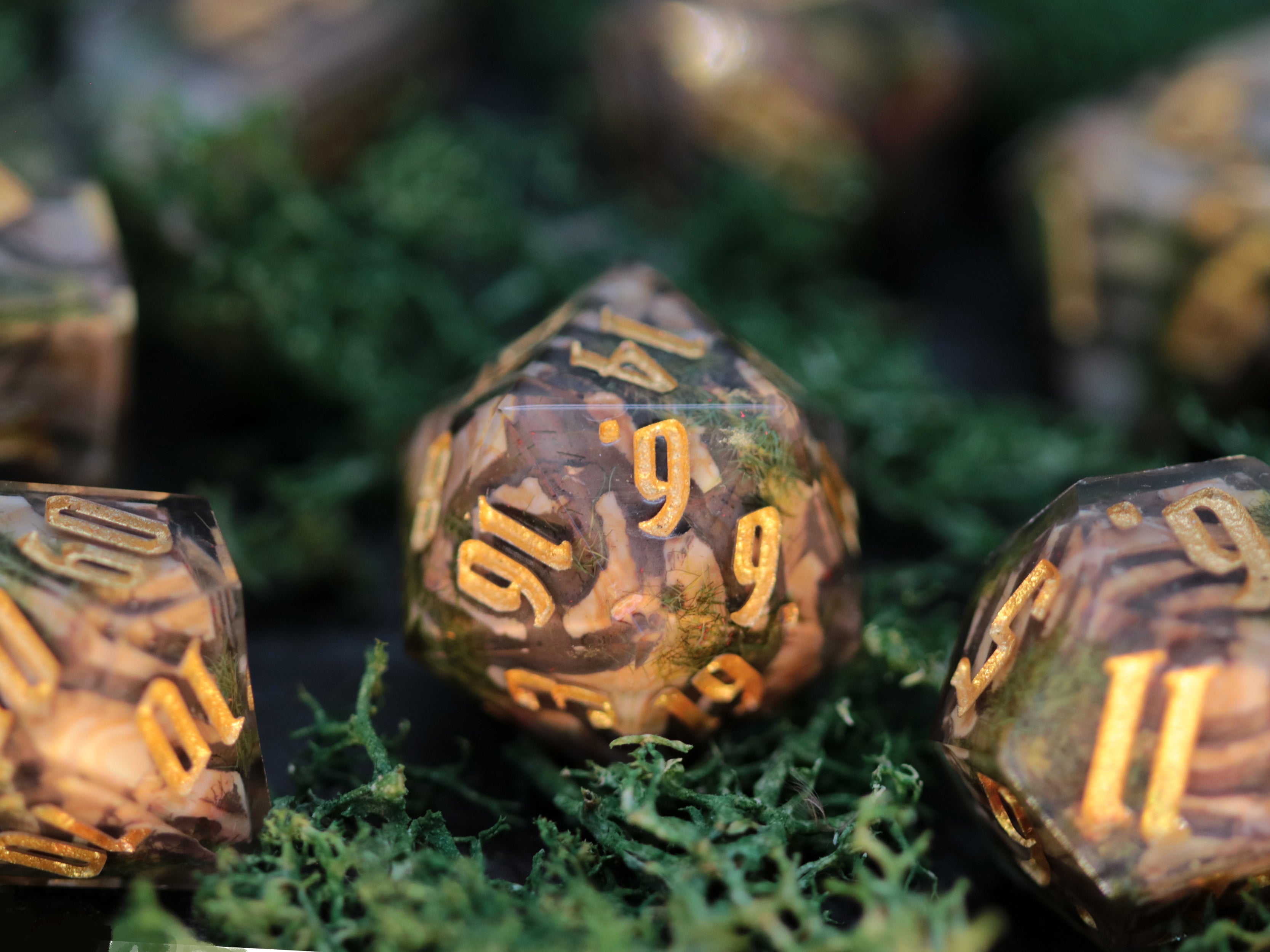 Secrets of the oak three - Handmade Polyhedral Dice Set