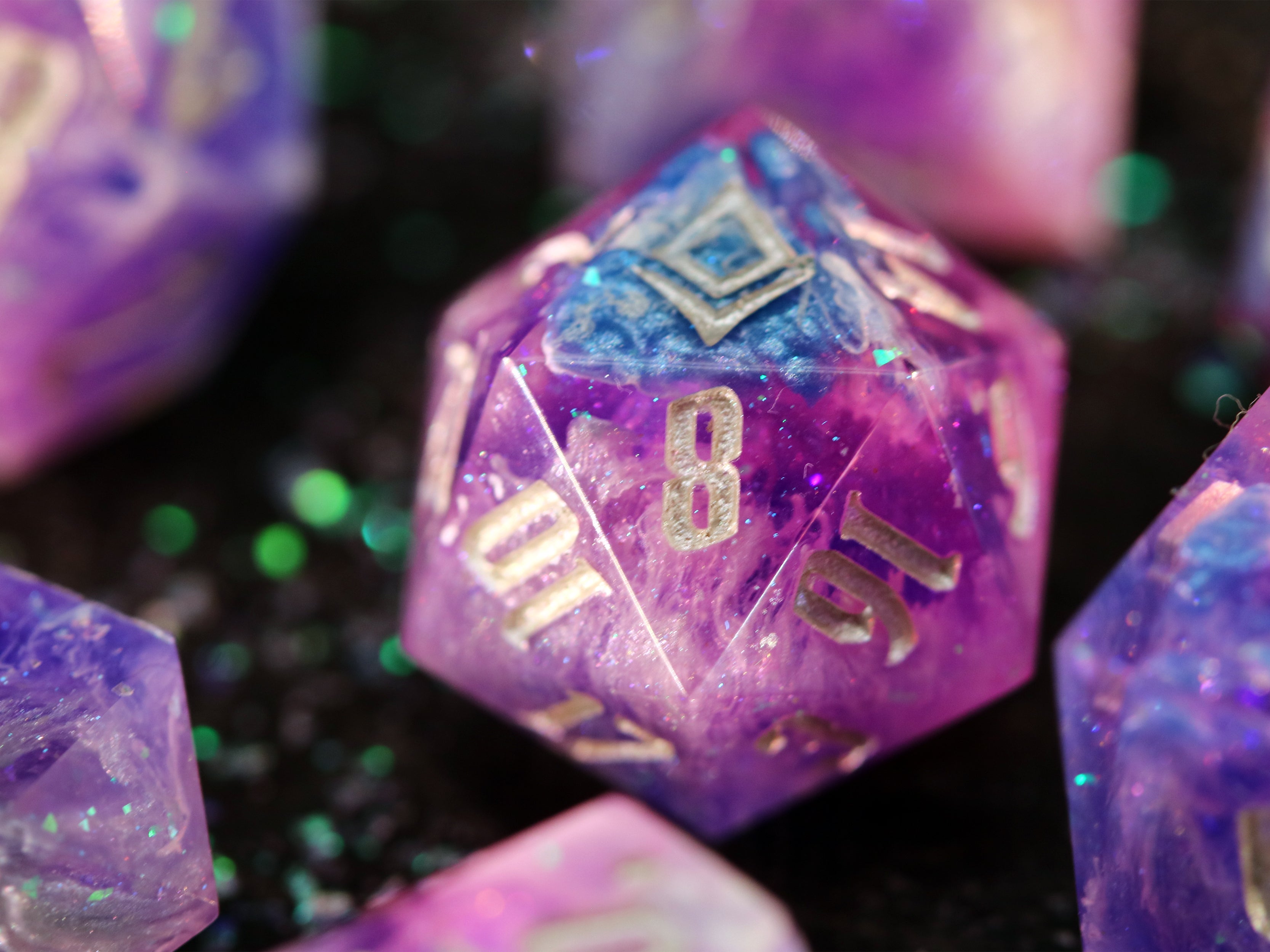 Faerie Fire - Handmade Polyhedral Dice Set