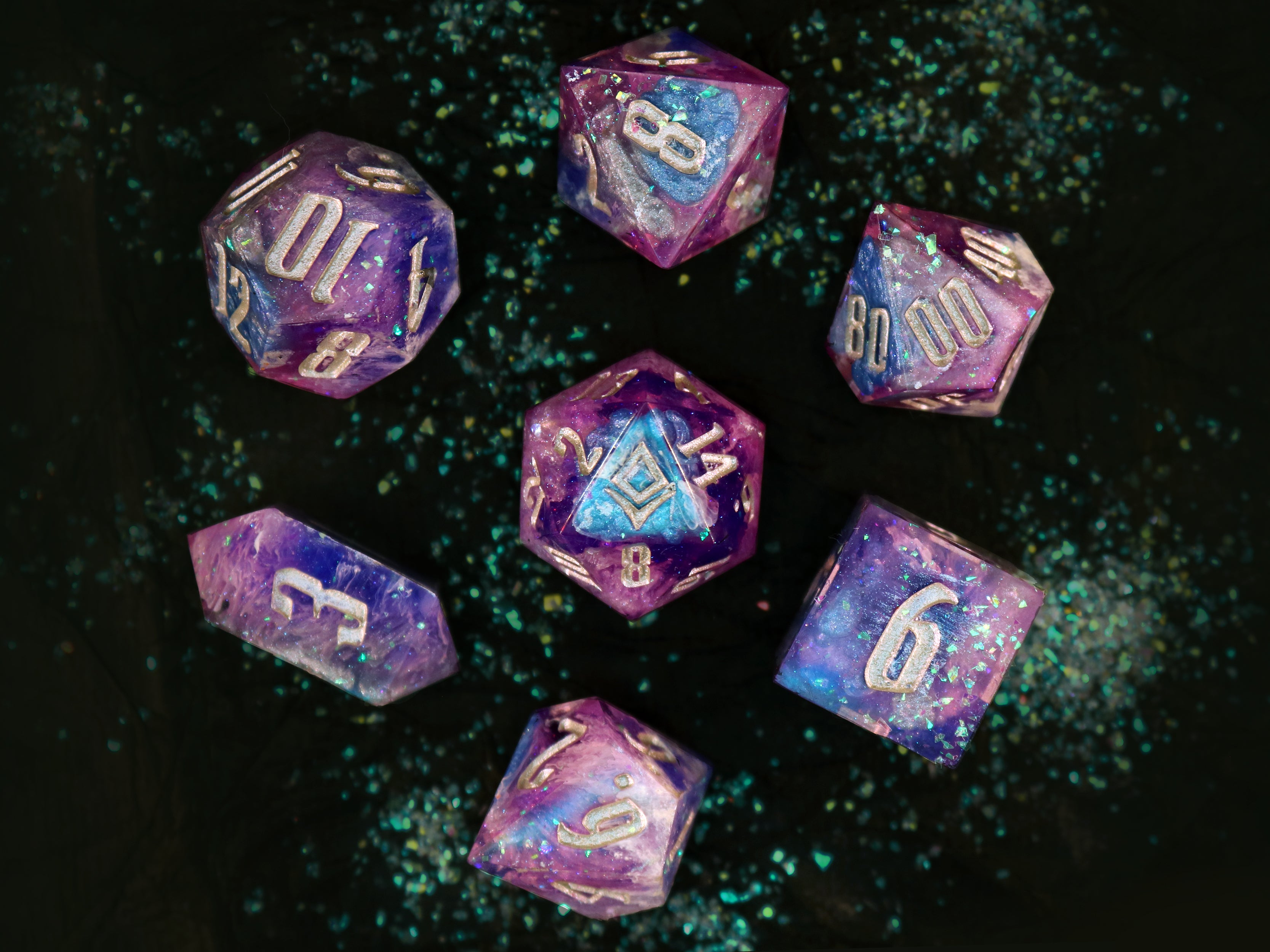 Faerie Fire - Handmade Polyhedral Dice Set
