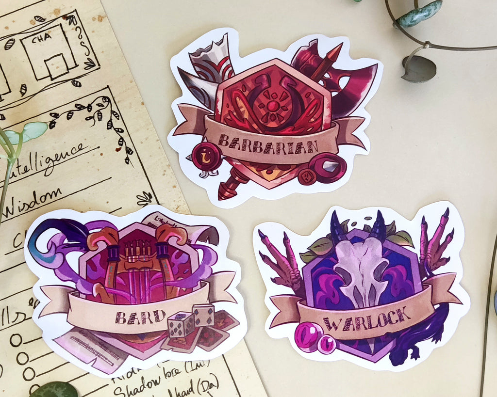 Dungeons and Dragons Class Stickers